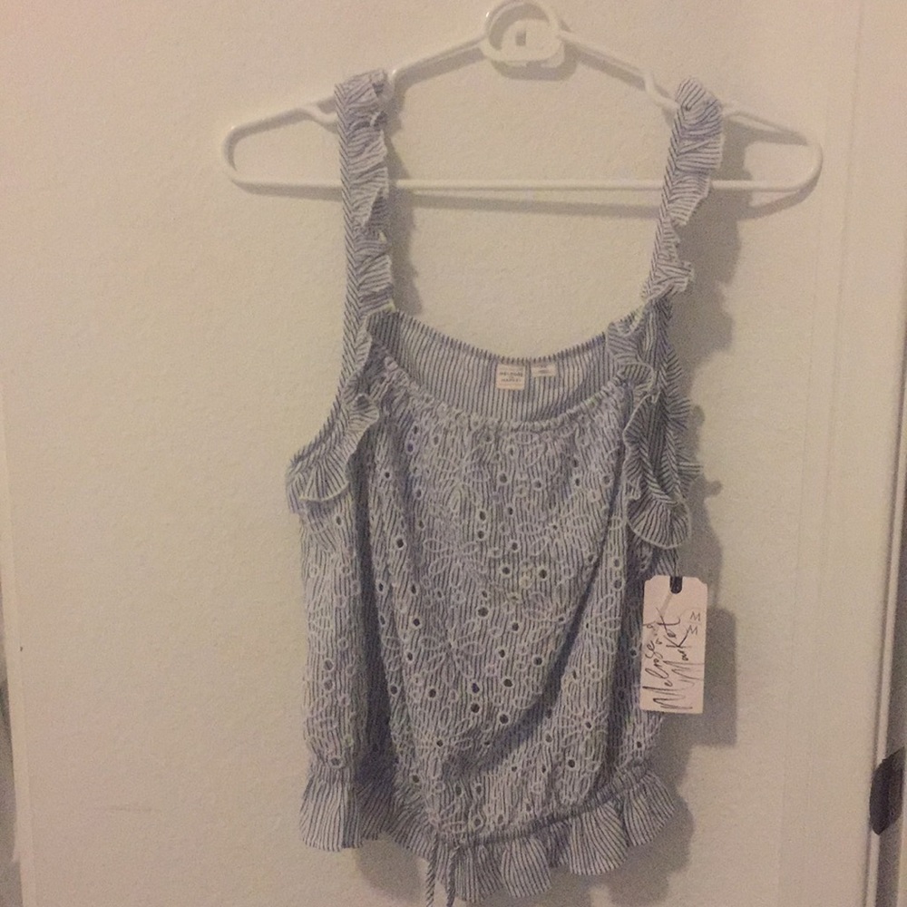 Blue and white striped tank top with tags